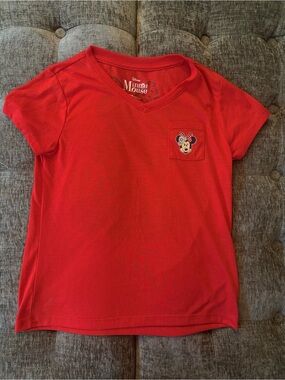 Disney Red Minnie Mouse V-Neck Pocket Tee